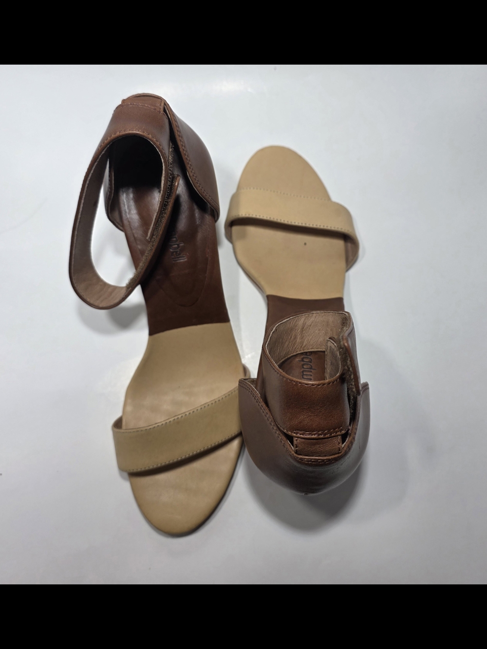 Jeffrey Campbell Leather Ankle Strap Block Heel Sandals Tan Brown Women's 8 - Picture 8 of 9